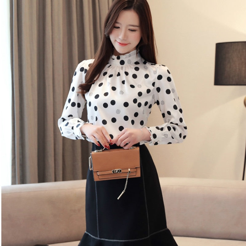 Polka Dot ruffless Blouse