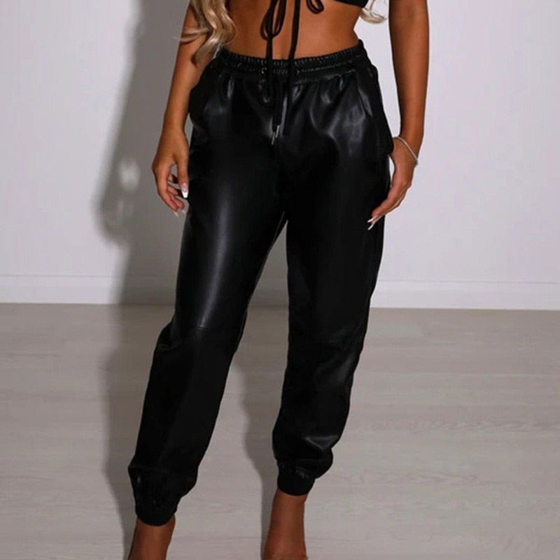 Leather High Waist Trousers