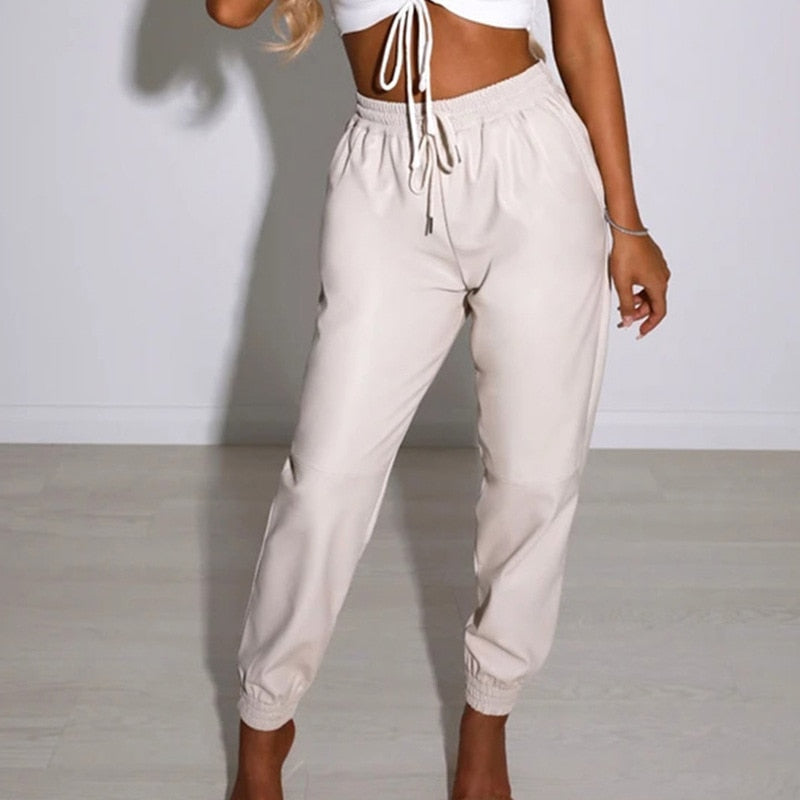 Leather High Waist Trousers