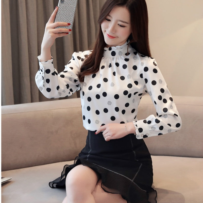 Polka Dot ruffless Blouse