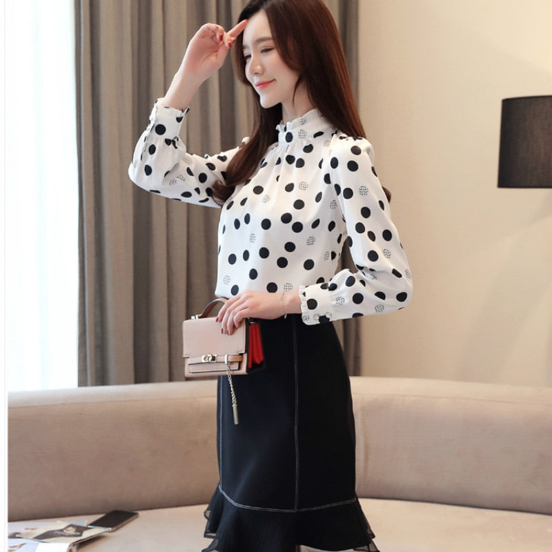 Polka Dot ruffless Blouse
