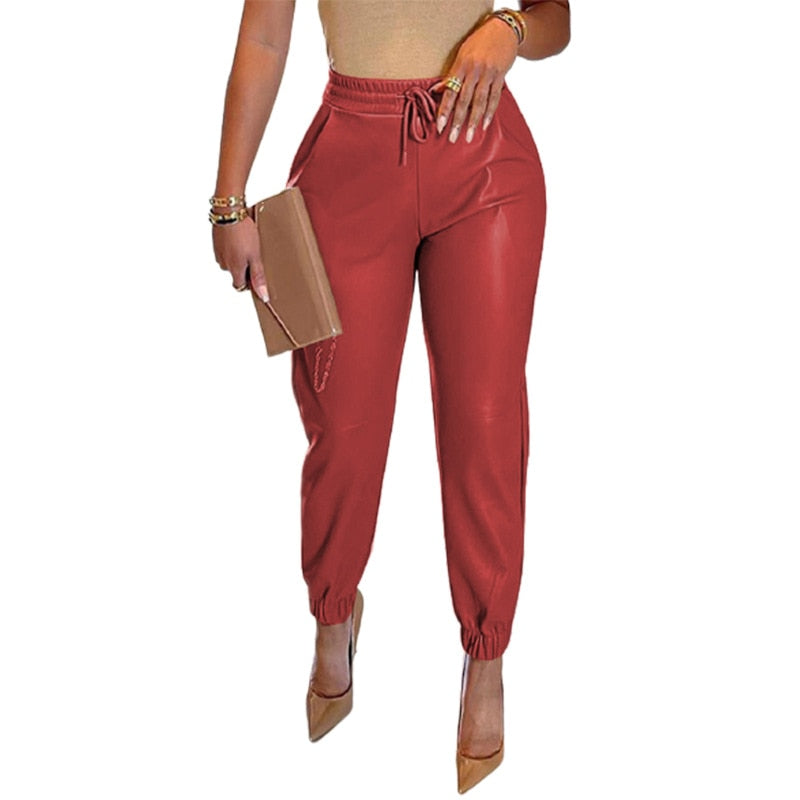Leather High Waist Trousers