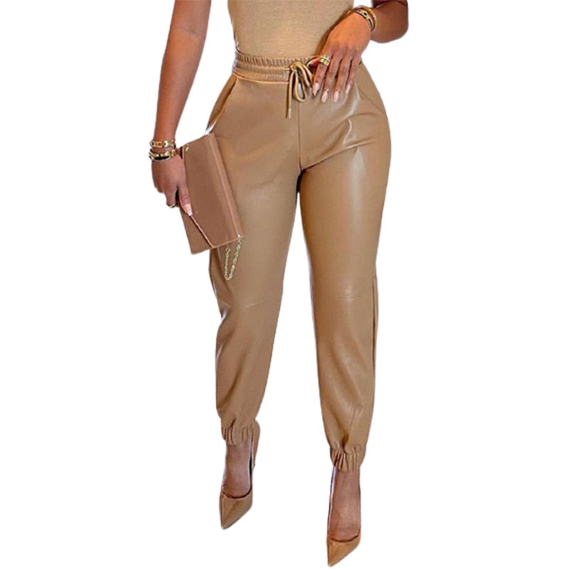 Leather High Waist Trousers